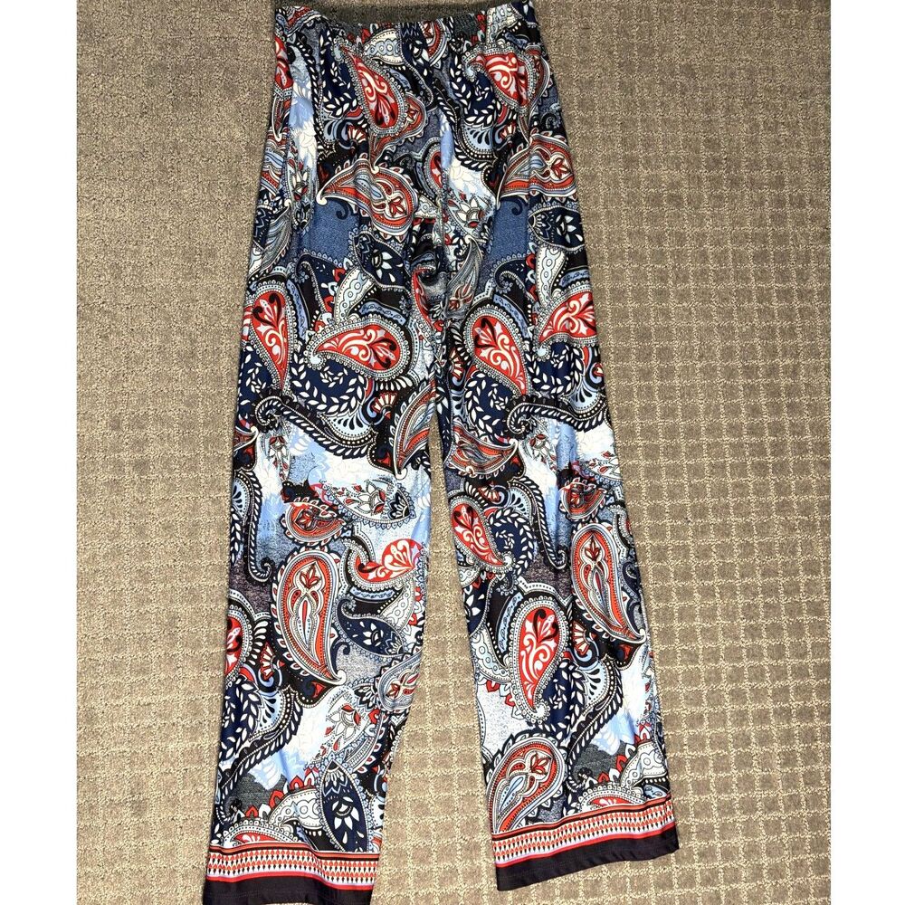 Melissa Paige Paisley Polyester Boho Women's M Pants Pull on wide leg